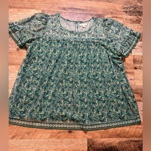 NWOT Green Floral Sheer Shirt